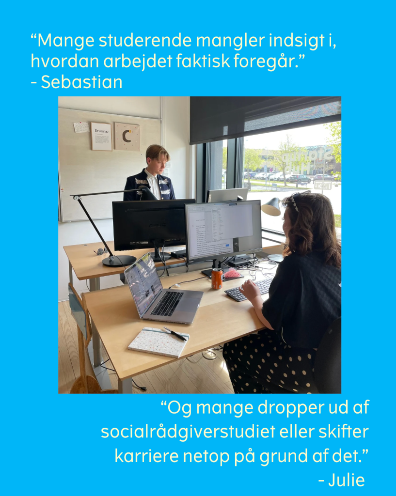 Sebastian og Julie arbejder ved skrivebordet på RUC